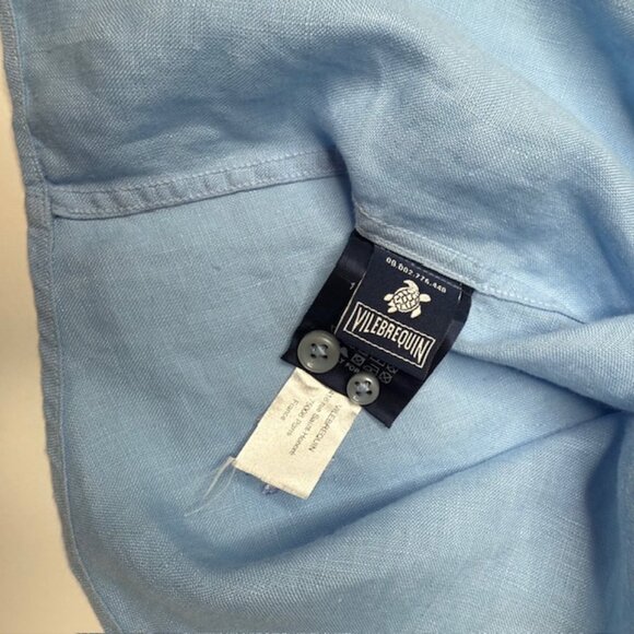 Vilebrequin 100% Linen Men’s Blue Long Sleeve Shirt Size XL Button Up - Picture 10 of 11
